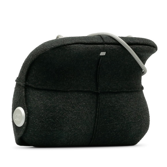 Chanel Hip Bag Bag Gray Wool Shoulder - Picture 1 of 9